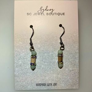 Handmade teal bead earrings
